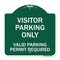 Signmission Parking Area Visitors Parking Only Valid Parking Permit Required, Green & White, A-DES-GW-1818-23470 A-DES-GW-1818-23470 - alternate 1
